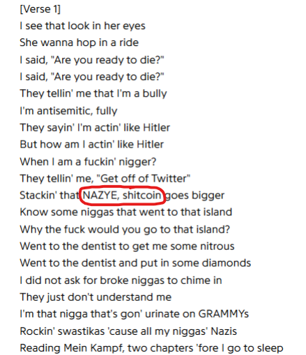 YE'S LYRICS REAL SHITCOIN