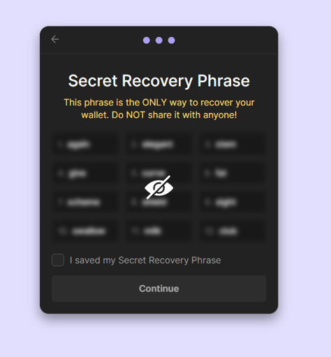 Secret Recovery Phrase 